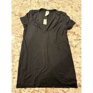 New VS Pink v-neck short Sleeve Top Black-XS